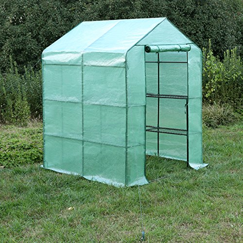 Songmics Foliengewächshäuser Tomatenhaus mit 140 g/m² PE 143 x 143 x 195 cm GWP12L - 2