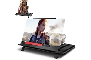 Newseego 12" Lupa de Pantalla de Teléfono, Giratorio Vertical 3D HD Luz Anti-Azul Amplificador de Pantalla Videos Películas Amplificador Soporte de Teléfono Plegable Amplificador para Teléfono-Negro