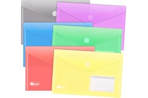 AGOER Zestaw 24 toreb na dokumenty A5, 6 kolorów, zapięcie na rzepy, teczka na dokumenty, portfele do wpinania dokumentów, z perforowaną krawędzią / kieszenią na etykiety i 30 sztuk prezentowych wizytówek