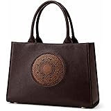 Women's Leather Tote Bag | Structured for Office, Casual, Party & Formal Use | Stylish Shoulder Carry Tote (Black): 