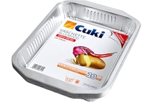 Cuki Vaschette Alluminio - Ultra Forza - Con Manici - 8 Porzioni - Rettangolari [Rs98G] - Formato Convenienza - 1 Confezione da 10 Pezzi