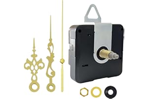DEEWISH – Mécanisme d'Horloge Quartz Silencieux à Piles, Remplacement pour Horloges Murales, mecanisme horloge murale, Kit de Réparation Idéal pour DIY et Décoration, Aiguilles dorées B