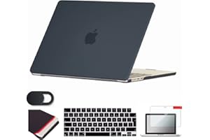 Se7enline Compatible with MacBook Air 13 inch Case M4 M3 M2 2022-2025 for Mac Air 13-inch A2681/A3113/A3240 Laptop Hard Shell Case & Keyboard Skin & Sleeve & Screen Protector &Webcam Cover,Black