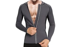 DownLTL Fajas Reductoras Hombre Chaqueta Neopreno Compresion Traje Sauna Camiseta Deportiva Abdominal Manga Larga con Cremallera Fitness Deporte