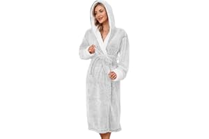 UMIPUBO Peignoir Femme Polaire Personnalisé l'hiver Robe de Chambre Chaude Femme Peignoir de Bain À Capuche Super Doux Long Peignoir avec Ceinture