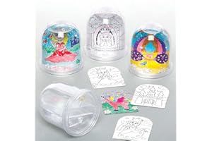 Baker Ross FE286 Globos de Nieve Princesa para Colorear - Paquete de 4, proyecto de arte para niños, regalos caseros