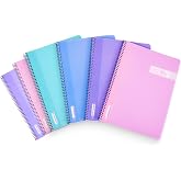 RAYLU PAPER - Pack of 6 A4 Notebooks with Spiral and Durable Polypropylene Cover, 80 Sheets 90 g, 4 Pastel Colours Notebooks