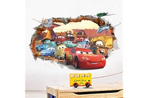 ufengke® 3D Danneggiati Parete Fumetto Automobili Velivoli Adesivi Murali, Camera dei Bambini Vivai Adesivi da Parete Removibili Stickers Murali Decorazione Murale