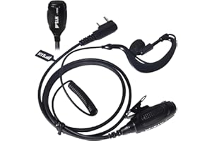 HYS Auricolare radio di sicurezza compatibile con Baofeng UV-5R BF-888S Quansheng UV-K5 UV-K5 (8) Kenwood TH-F7 TK-2100 radio a 2 vie, forma G con microfono (G-1)