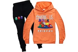 Baonmy Unisex Bambini Gioco Among Us Felpa con cappuccio con pantaloni 2 Pezzo Set Completo Imposter Fans Regalo Casual Pullover Pantaloni Tuta