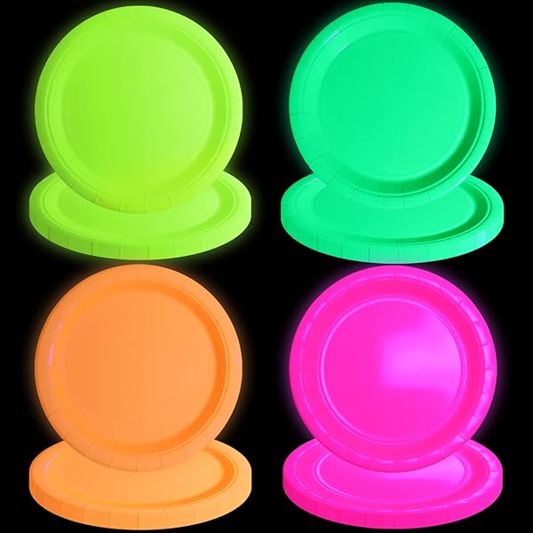 Lot De 40 Serviettes De Table Fluo - 4 Couleurs (rose, Vert Citron, Orange, Jaune), 33x33 Cm, Pour Fête Années 80/90, Mariage, Halloween