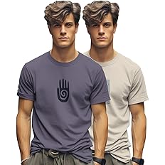 BULLMER Trendy Printed Cotton Blend Crew Neck/Round Neck Half Sleeve Tshirt for Men- Pack of 2