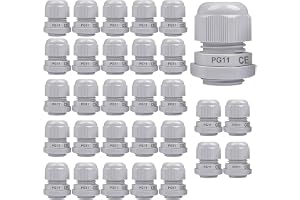 Gebildet 30Pcs PG11 Kabelgenomföring, Plast IP68 Vattentät Justerbar 5.0-10mm Kabelgenomföring Fog med Packningar, M18 x 1.5