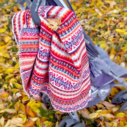 Tuppence and Crumble Soft Felted Lambswool Fairisle Baby Blanket Red