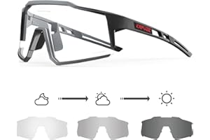 KAPVOE Photochromatische Selbsttönend Fahrradbrille TR90 Rahmen für Herren Damen Klar Sportsonnenbrille Sport Radfahren MTB Radbrille Sportbrille Fahren Baseball Laufen