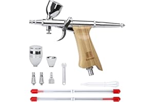 Bucasso Kit aerografo, pistola a spruzzo con aghi da 0,3/0,5/0,8mm e set di ugelli, tazza di fluido sostituibile da 3/7/11cc per la pittura di modelli di unghie per il trucco del tatuagg (W002-B)