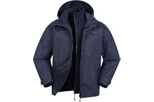 Mountain Warehouse Fell Mens 3 in 1 Water Resistant Jacket - Adjustable Coat with Packaway Hood, Detachable Inner Fleece & Many Pockets - For Hiking & Outdoors