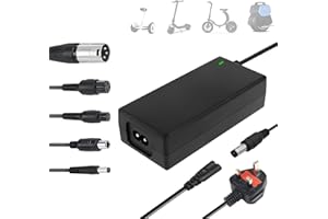 ZHSDUEWN Electric Scooter Charger, 42V 2A Hoverboard Charger UK 3 Pin, Mobility Scooter Charger, Electric Bike Charger with 6 Connections, e Scooter Charger for Balance Scooter, Hoverboard