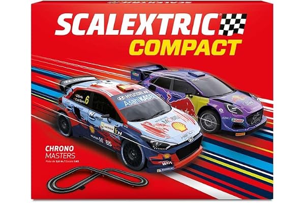 Scalextric - Circuit Compact - Piste de Course complète - 2 Voitures et 2 télécommandes 1:43 (Chrono Masters)