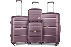 Sea choice Set de Bagages Rigide Ensemble de Bagages Trolley Voyage Léger M-L-XL Con Vanity Lot de 4 Valises Polypropylène Résistant Set 4pcs Con 4 Doubles Roues Serrure TSA YKK Zipper,Violet élégant