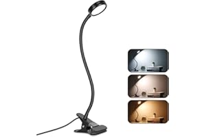 EYOCEAN Lampka do czytania, lampka nocna LED, lampa zaciskowa typu łabędzia szyja, lampka do łóżka dla dzieci, 3 tryby i 9 poziomów jasności, pielęgnacja oczu, lampka biurkowa do biura, użytku
