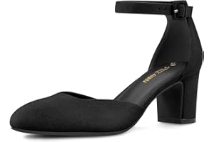 PIZZ ANNU Zapatos Mujer Comodos Vestir Chunky Punta Redonda Tira de Tobillo Tacones Fiesta y Salon EU 36-42