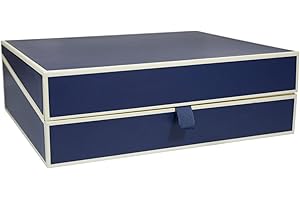 Semikolon 352571 Boîte à documents - Boîte de rangement pour documents A4-31,5 x 26 x 10 cm - bleu marine