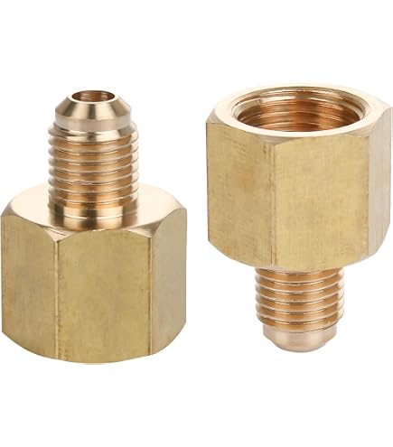 Sourcing Map Messing-Rohrverbinder 2er-Set – SAE 45° Bördel 1/4 Zoll Auf 1/4 Zoll NPT Innengewinde – Adapter Für Klima-, Kühl- Und Hydraulikleitungen