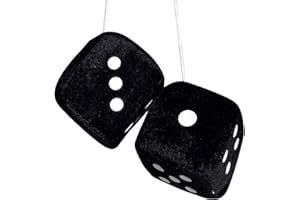 KAELIX Fluffy Dice for Car – 1 Pair of Soft Furry Hanging Dice for Rearview Mirror – Retro Novelty Car Accessories for Interior Decoration – Classic Fuzzy Dice in Fun, Vibrant Design