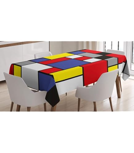 ABAKUHAUS Astratto Tovaglia, Circolare Doodles Dots, Rettangolare per