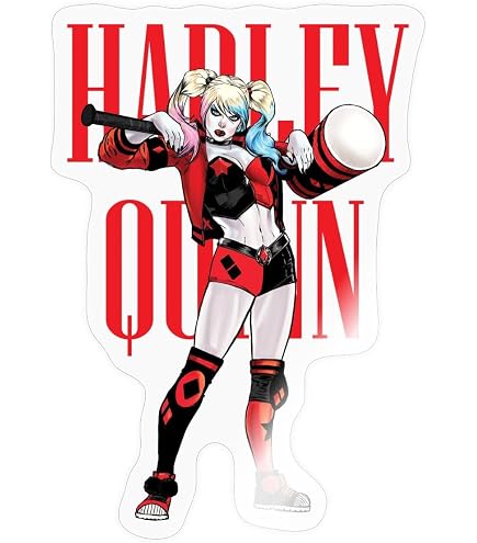Harley Quinn Comic Sticker – 10x10 Cm, Weiß Glänzend, Vinyl – Für Laptop, Auto & Mehr