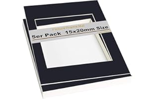 ‎TUKA-I-AKUT TUKA-i-AKUT 5er Passepartouts 15x20cm für Bilder im Format 10x15 cm, Schwarz, 1mm stark - Säurefrei Alterungsbeständig für Einrahmen von Bilder, Fotos, Poster, Kunstdrucken usw. TKD9100-15x20-5x