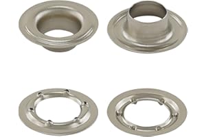 GETMORE Parts Occhielli a Norma di DIN 7332, autoperforanti - per Tessuti, Pelle, teloni, Tende e Simili, da 50 Pezzi (Ottone, nichelato, Inossidabile, 16 mm)