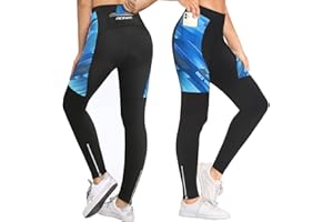 NICEWIN Damskie wyściełane rajstopy rowerowe z kieszeniami oddychające długie legginsy szybkoschnące spodnie na kostce zamek błyskawiczny rower jazda MTB spodnie kompresyjne