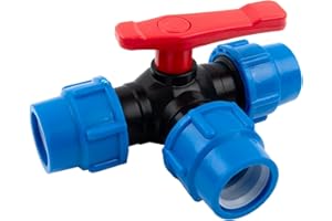 MICPOINTIK 3-Wege PP-Fitting, PE-Rohr 3-Wege Kugelhahn 20/25/32/40/50mm Kunststoffventil Kugelhahn Ventil, T-Stück Kunststoff Kupplung für PE-Rohr (32mm)