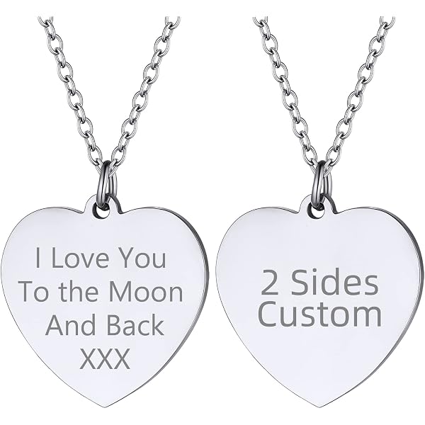 Custom4U Ciondolo A Cuore Personalizzato Con Incisione - Collana Acciaio Per Lei