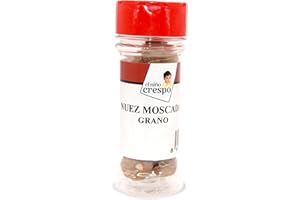El Niño Crespo - Tarro de Nuez Moscada en Grano 30 g - Ideal para Condimentar Platos Dulces y Salados - Ayuda a Mejorar la Concentración - Especias en Bote de Plástico Resistente PET