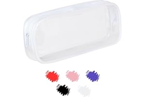 Soul Projekt Trousse à Crayons Transparente pour étudiants Examen, Bureau, Papeterie. Pochette de Maquillage de Voyage, Trousse de Toilette Portable, cosmétique, PVC, Pencil Case