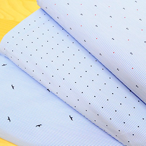 Baumwoll-Stoff „Eva“ Streifen / verschiedene Prints / Anker Schwalben Punkte / mit Elasthan / Öko-Tex / Meterware ab 50cm / QX 6-51 (Anker) - 6