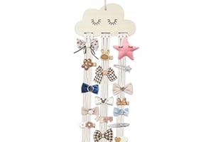 Dewocke Organizer Fermagli Capelli, Deposito Di Clip Per Capelli A Forma Di Nuvola, Accessori Capelli Da Appendere, Fascia per la Custodia dei Fermacapelli, Decorazioni da Parete Bianche con Frange