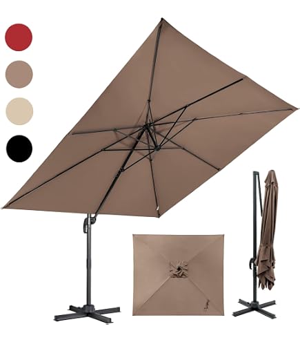 Parasol Déporté Rond OAHU 3,5m Fuchsia - Inclinable Et Rabattable Avec Manivelle, Pied En Croix Et Housse De Protection | Happy Garden