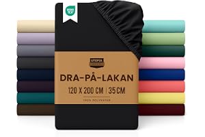 Utopia Bedding - Dra-på-lakan 120x200cm - Svart - Borstat - Mikrofiber Dra-på-lakan - 35cm Djup Ficka