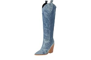 NUSGEAR 2023 Botas altas Mujer, Moda Botas de vaquero hasta la Rodilla Holgadas Otoño Invierno Elegante Botas de tacón alto Botas de Jinete Fiesta Antideslizante Cómoda Zapatos botas puntiagudas
