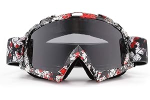 SPOSUNE Motorradbrille, ATV Dirt Bike Off Road Racing MX-Fahrbrille Anti-Scratch Staubdicht Biegbar UV400 Brille Gepolstert Weicher Dicker Schaumstoff, Verstellbarer Riemen Erwachsenen-Motocross
