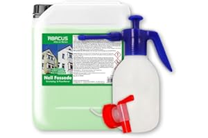 ‎ABACUS ABACUS® Facade Cleaner with Spray Bottle, Green Growth Remover for Facades, Plaster & House Walls - Automatically Removes Fungi, Lichen & Algae from Facades - Only 0.1 L per m², Nell Facade 5 Litres