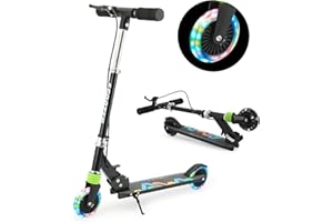 TENBOOM Scooter for Kids Ages 4-7, 2 Wheels Light Up Gift Scooters for Girls Boys Ages 6-12, Easy Folding Kids Scooter with 3 Levels Adjustable Handlebar and Rear Brake…