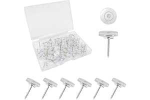 BLMHTWO 100PCS Clear Push Pins Round Thumb Tacks in Storage Box Drawing Pins Cork Board Tacks with Stainless Steel Points for Wall Hanging Bulletin Notice Board Home School Office Supplies