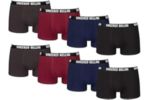 Vincenzo Bellini – Hipster Boxershorts, 8er / 12er Pack, Bequeme und atmungsaktive Herren Unterwäsche, Baumwolle Unterhosen, Basic Boxer