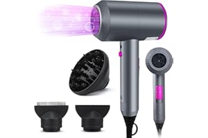 JIAABCHOMO Föhn Ionen Haartrockner 2000W Schnelltrocknen Haarföhn mit Heiß-/Kalttaste Fön mit Diffusor and 2 Stylingdüse, 3 Heiz&2 Gang Hair Dryer