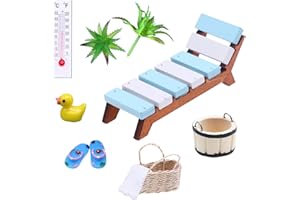 Forhandy Miniatur Deko Sauna Zubehör, 9 Teile Mini Wellness Deko Zubehör Geschenk, Miniatur Deko Sauna Zubehör Set Strand Mikrolandschaft für Foto-Requisiten und DIY Deko Strand Garten